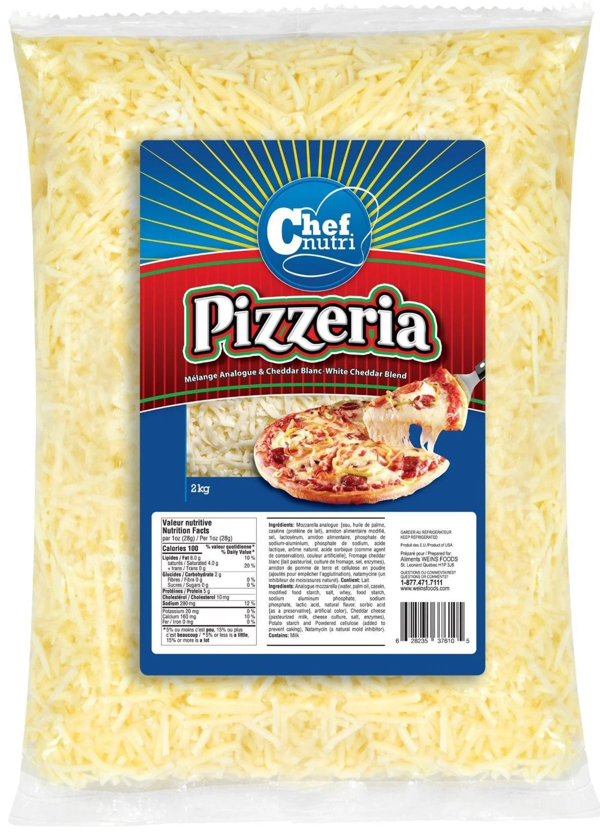 Chef Nutri - Pizzeria Shredded Cheese - 80610 — Each (2 KG)