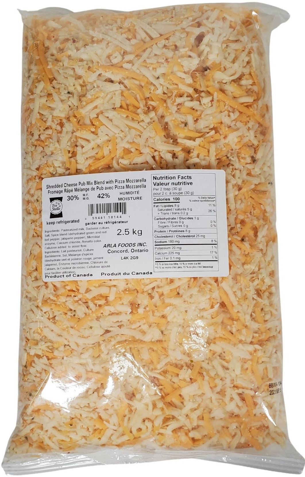 Tre Stelle - Shredded Cheese - Pub Mix — Case (2 x 2.5KG)
