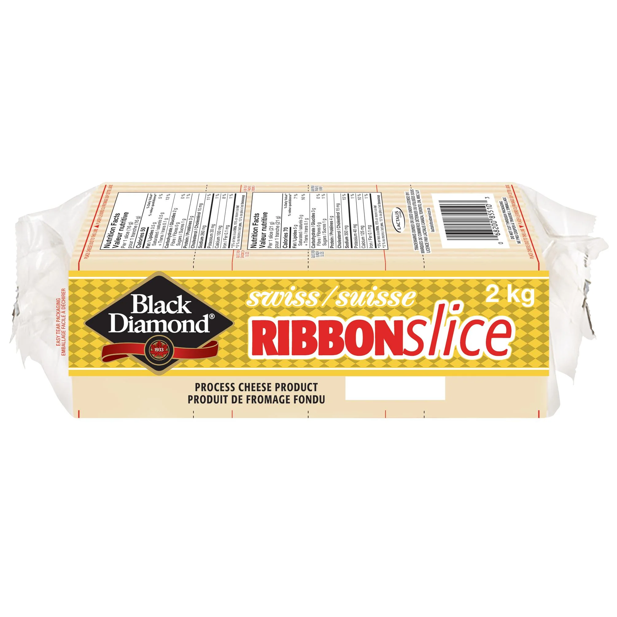 Black Diamond - Cheese - Swiss Ribbon Slice — Case (2 x 2 KG)