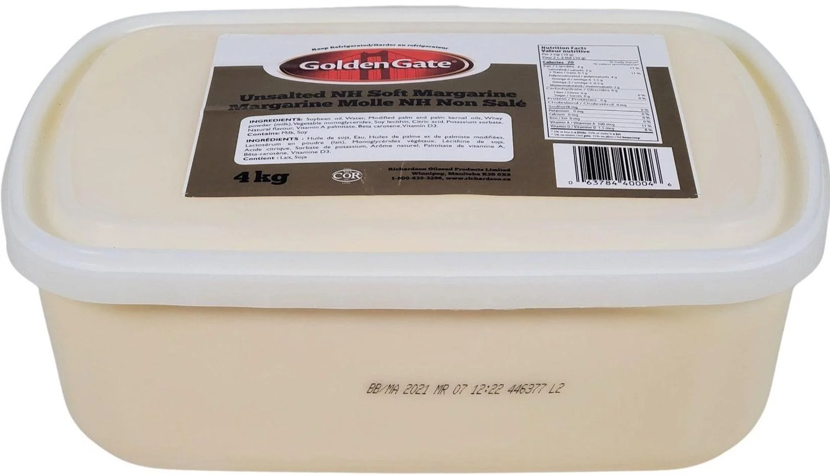 GoldenGate - Soft Unsalted Margarine — Case (4 x 4 KG)