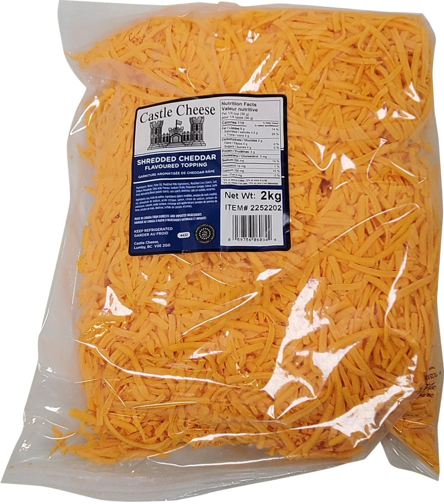 Castle Cheese - Shredded Cheddar Topping — Each (2 KG)