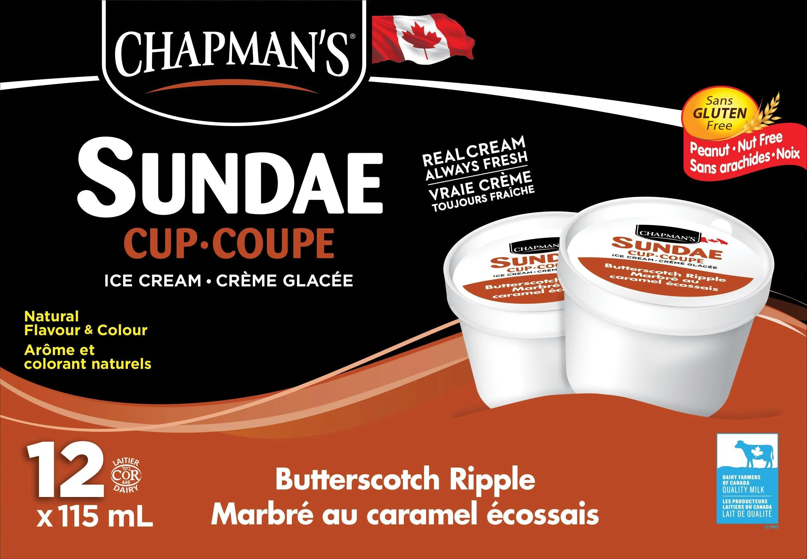 Chapman's - Thermal Cups Ice Cream - Butterscotch — Case (2 x 12 x 115 ML)