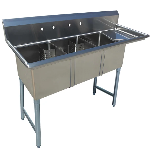 Efi - Triple Bowl Corner Drain Sink 24X24 1EA