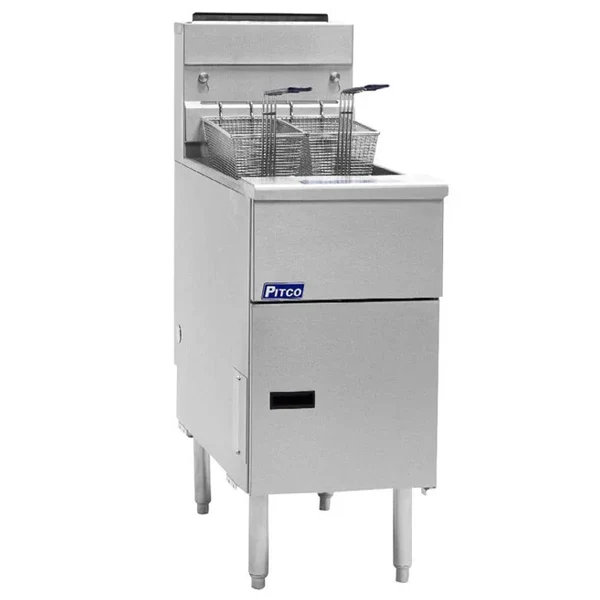 Pitco - SG14S 4-=50LB Natural Gas Floor Fryer 110000 Btu