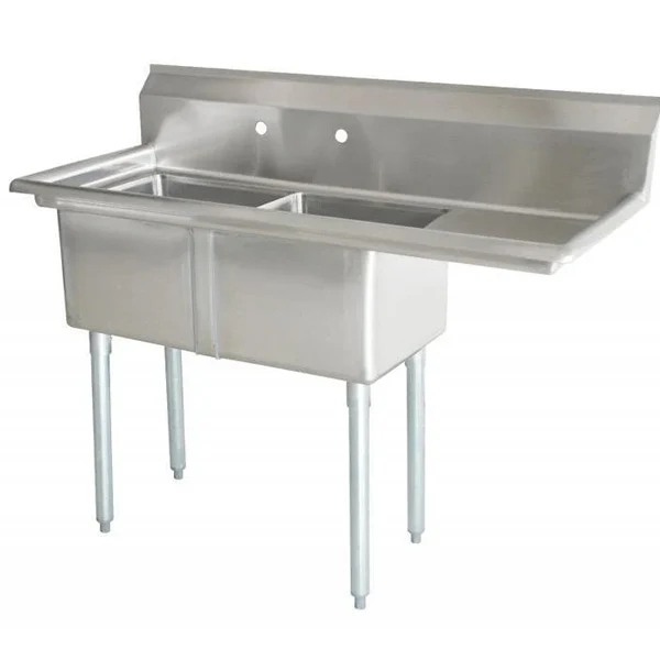 Omega - 24X24 IN Sink With Right Drainboard 2 Compartment 24x24