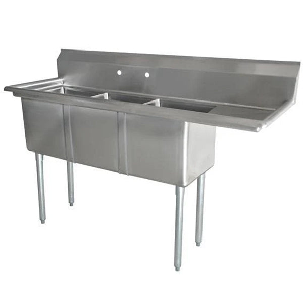 Omega - 2424TWSRD 3 Compartment With 18" Right Drain 24x24x14