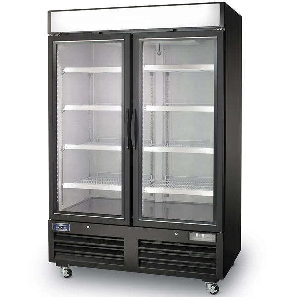 Arctic Air - 2 Door Glass Refrigerator 54"W Black Steel Body 54"