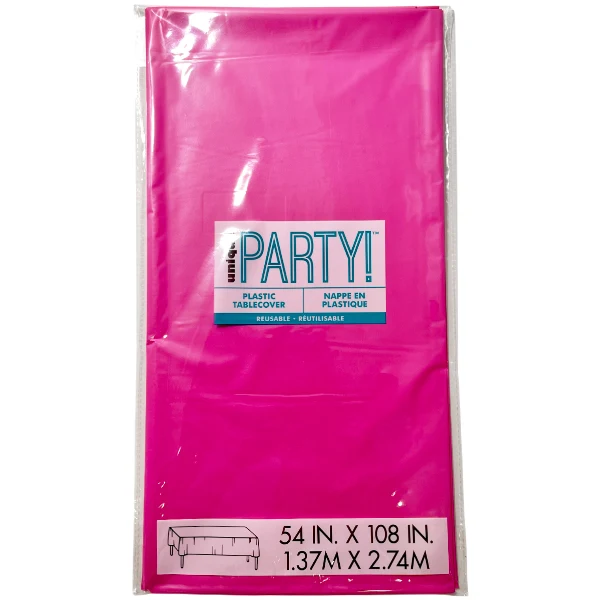 Unique - Hot Pink Rect Plastic Tablecover 54X108 1EA