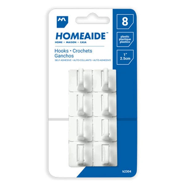 Home-Aide - Sticky Back Cup Hooks 8 EA