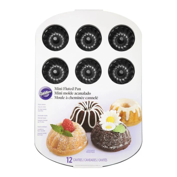 Wilton - Gold Non-Stick 12 Cavity Mini Fluted Tube Pan 16.5x11IN 1UN