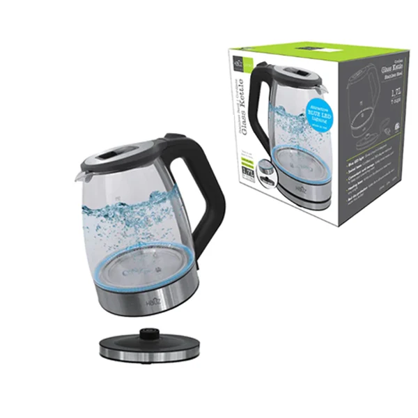 Hauz - Cord Less Stainless Steel Illuminating Glass Kettle 1.7L