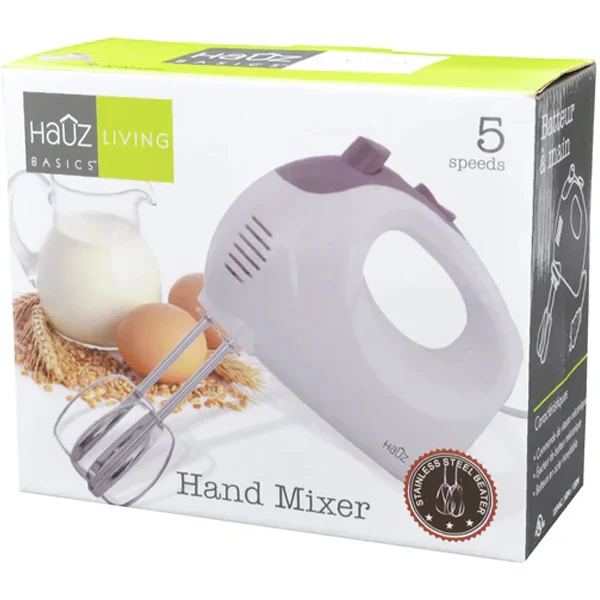 Hauz - White Hand Mixer Stainless Steel Beater EA