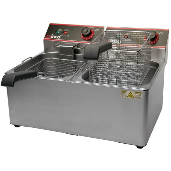 Winco - Electric Fryer Twin Well 32LB Capacity 120V EA