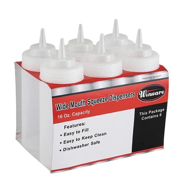 Winco - Wide Mouth Squeeze Bottle Clear 12oz 6EA