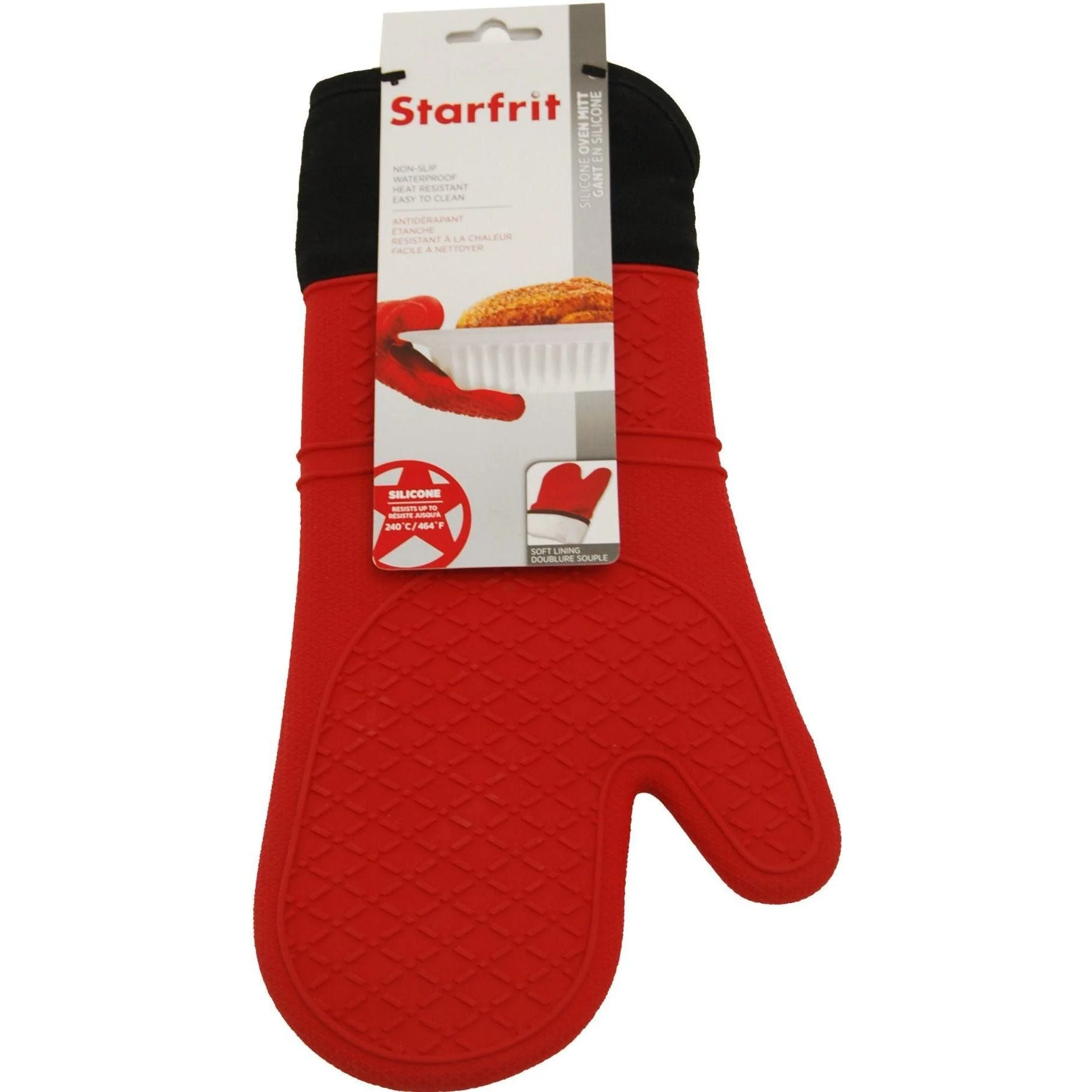 Starfrit - Silicone Oven Mitt - 15" - Cotton Lining - Red — Case (6 CT)