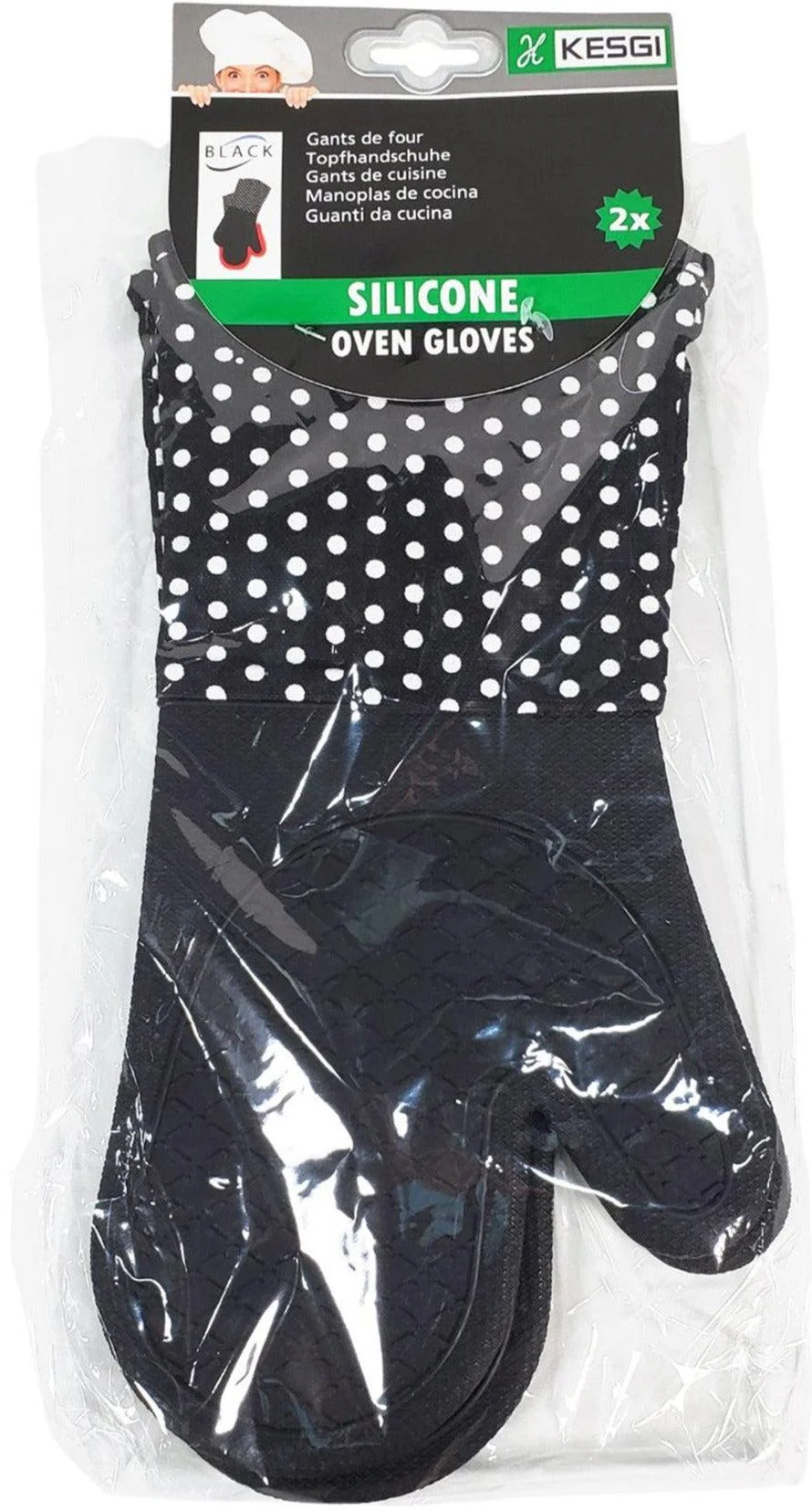 Oven Mitt - Silicone - Black (1 pair) - QF004Black — Each (2 CT)
