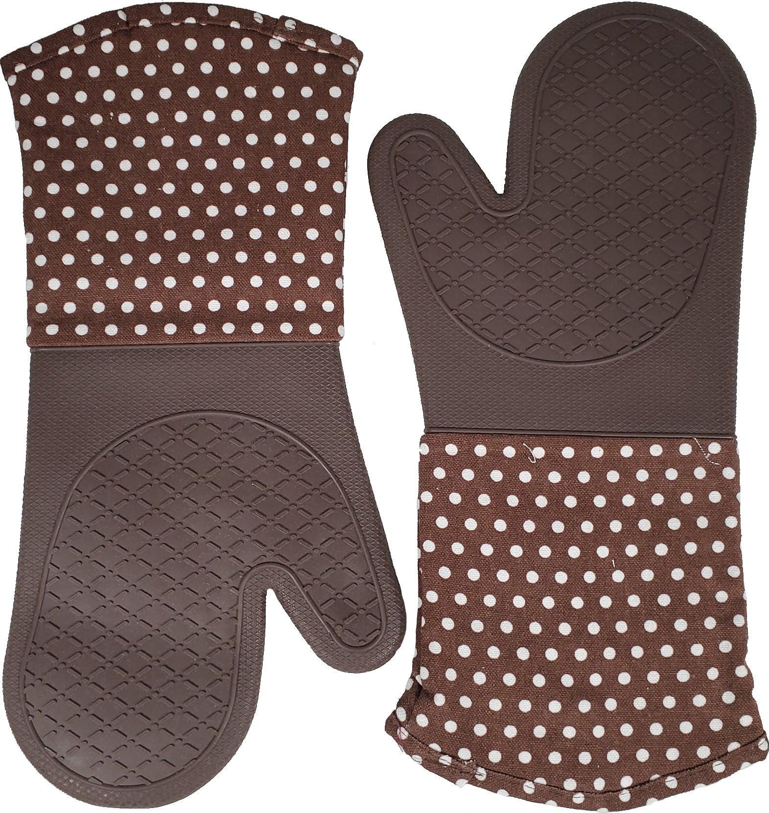 Oven Mitt - Silicone - Brown (1 pair) - QF004Brown — Case (30 x 2 CT)