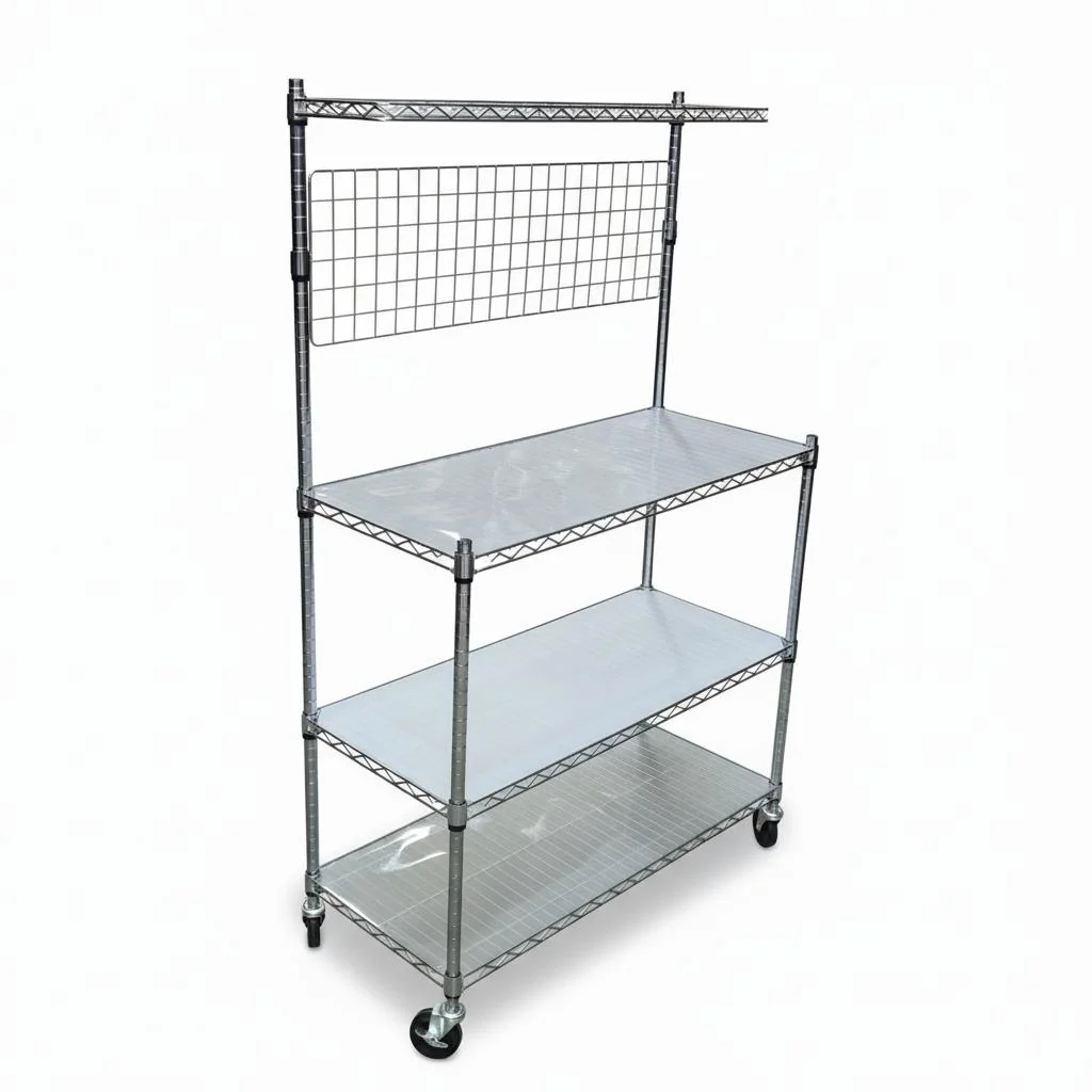 Chrome Wire Utility Cart - 18" x 42" x 63"