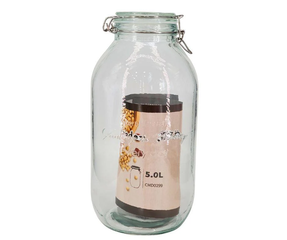Pougine - 5L Sealed Glass Storage Jar w/ Scale — Case (12 x 1 CT)