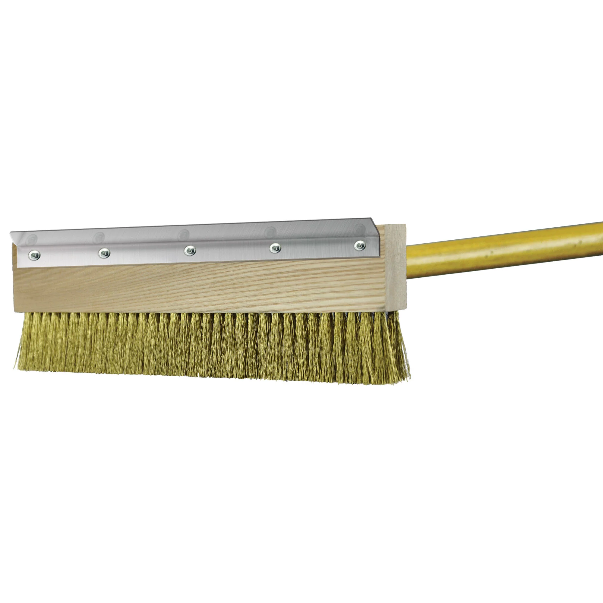 Felton CHEF813 Heavy-Duty Pizza Oven Brush With Scraper - 11" Head, 40" Handle, Brass Wire