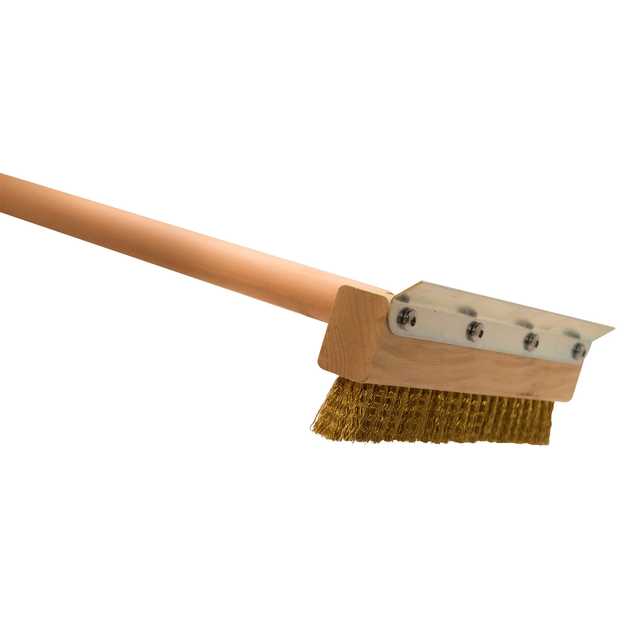 Felton CHEF843 Pizza Oven Brush With Scraper - 10" Head, 40" Handle, Brass Wire