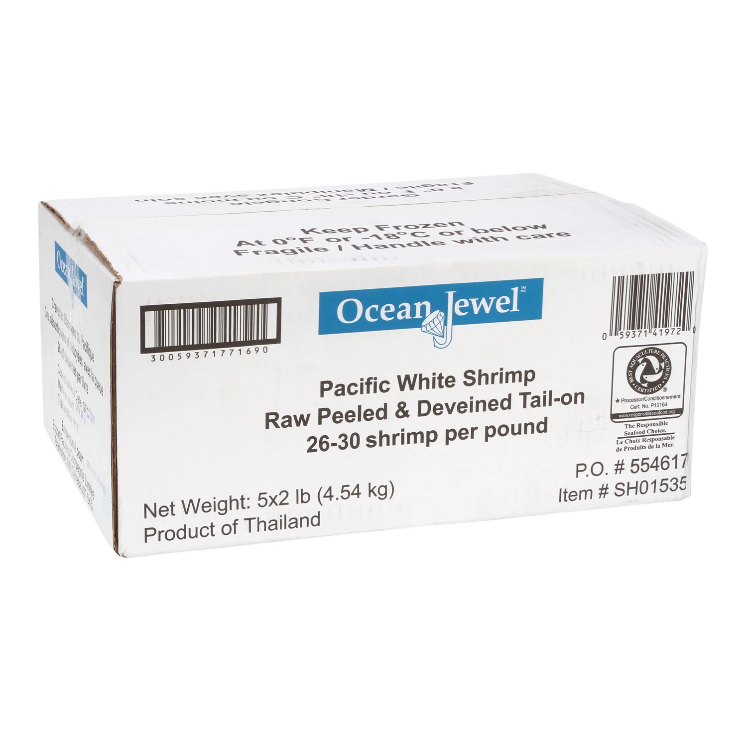 Export Packers - P&D Tail ON White Shrimp 26/30 5x2 LB