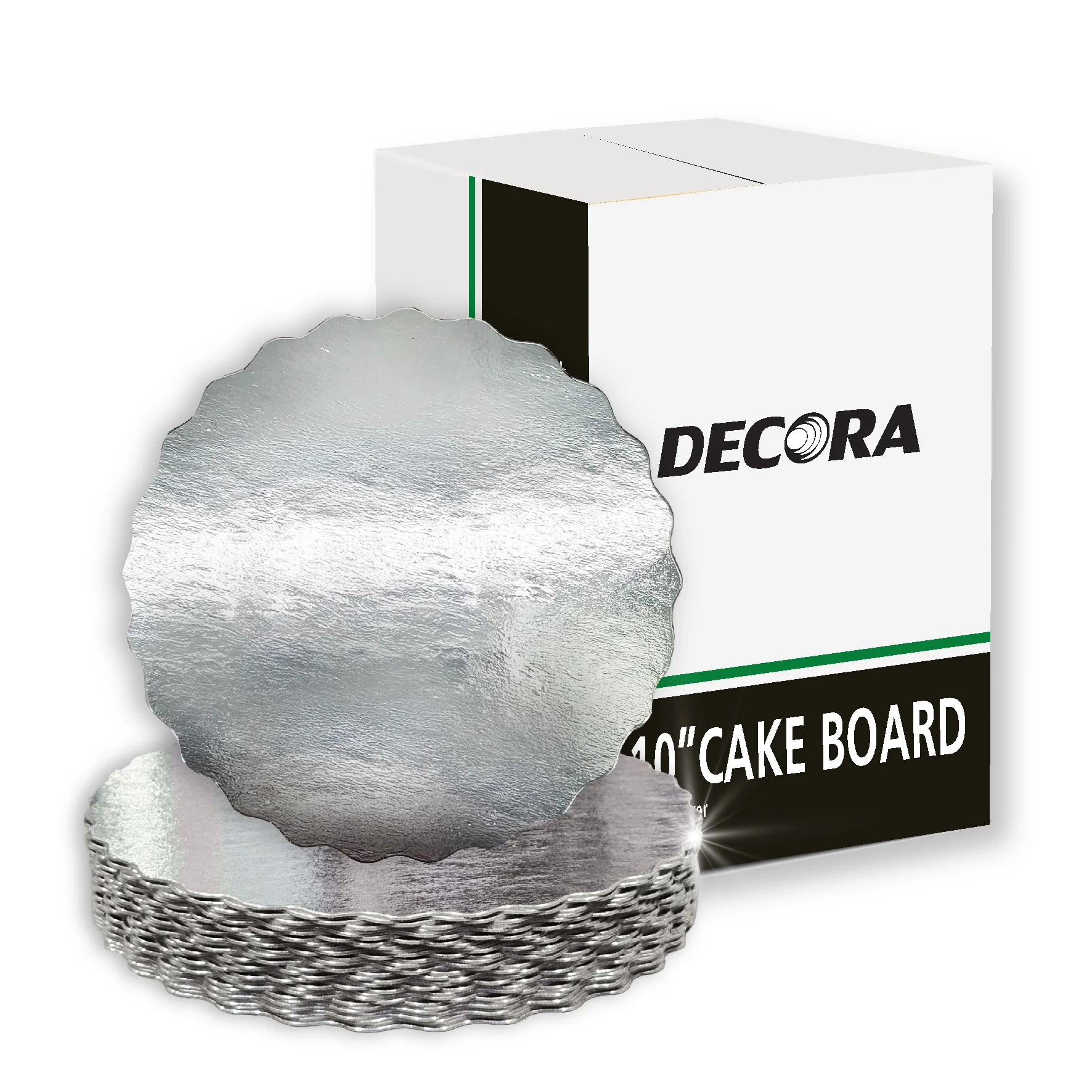 Decora - 10" Round Scallop Sheets - Silver - 1.5mm Thick — Case (25 x 10 CT)