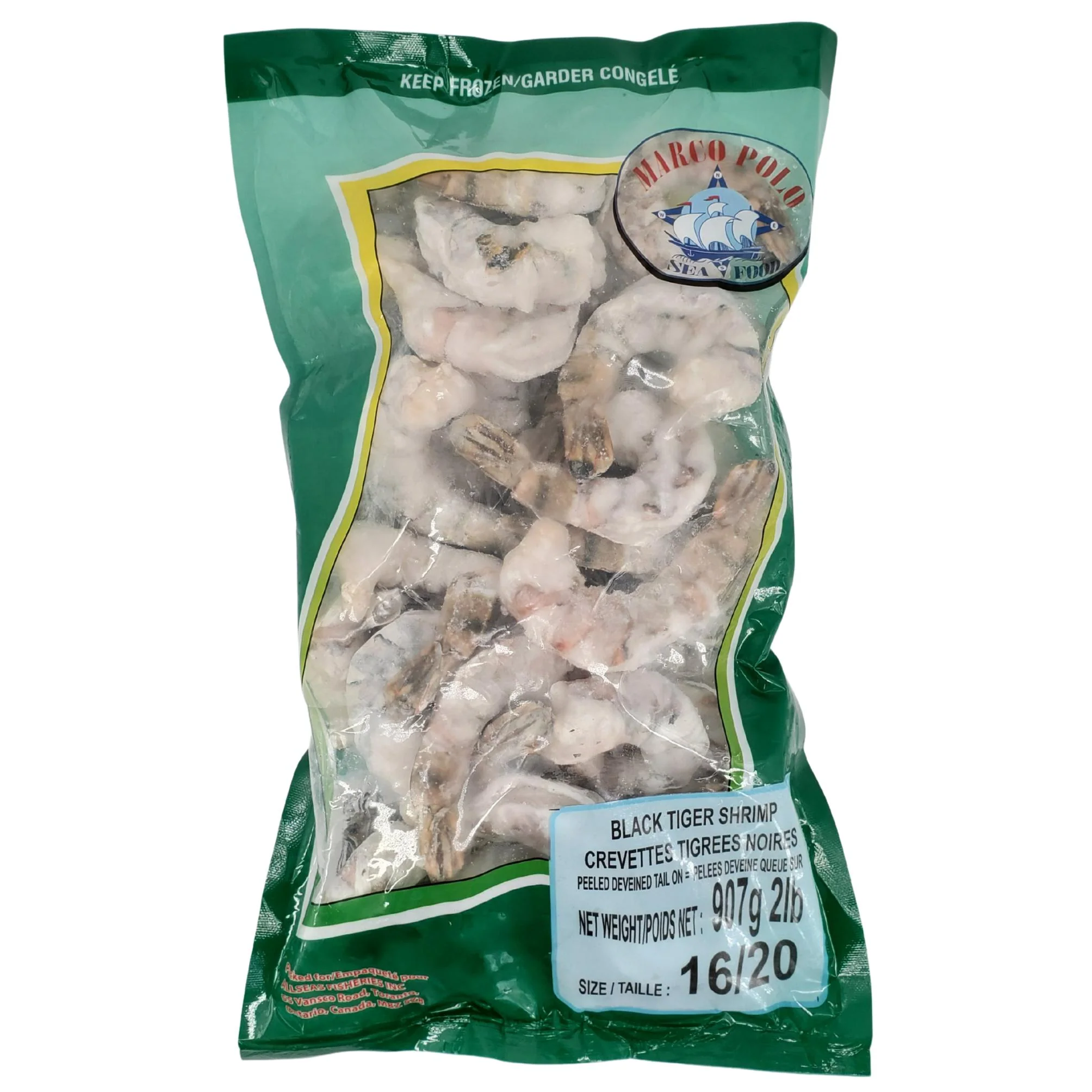 Marco Polo - 16-20 P & D Tail On Black Tiger Shrimp — Case (5 x 2 LB)