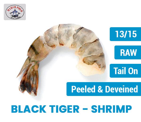 Marco Polo - 13-15 P & D Tail On Black Tiger Shrimp — Case (5 x 2 LB)