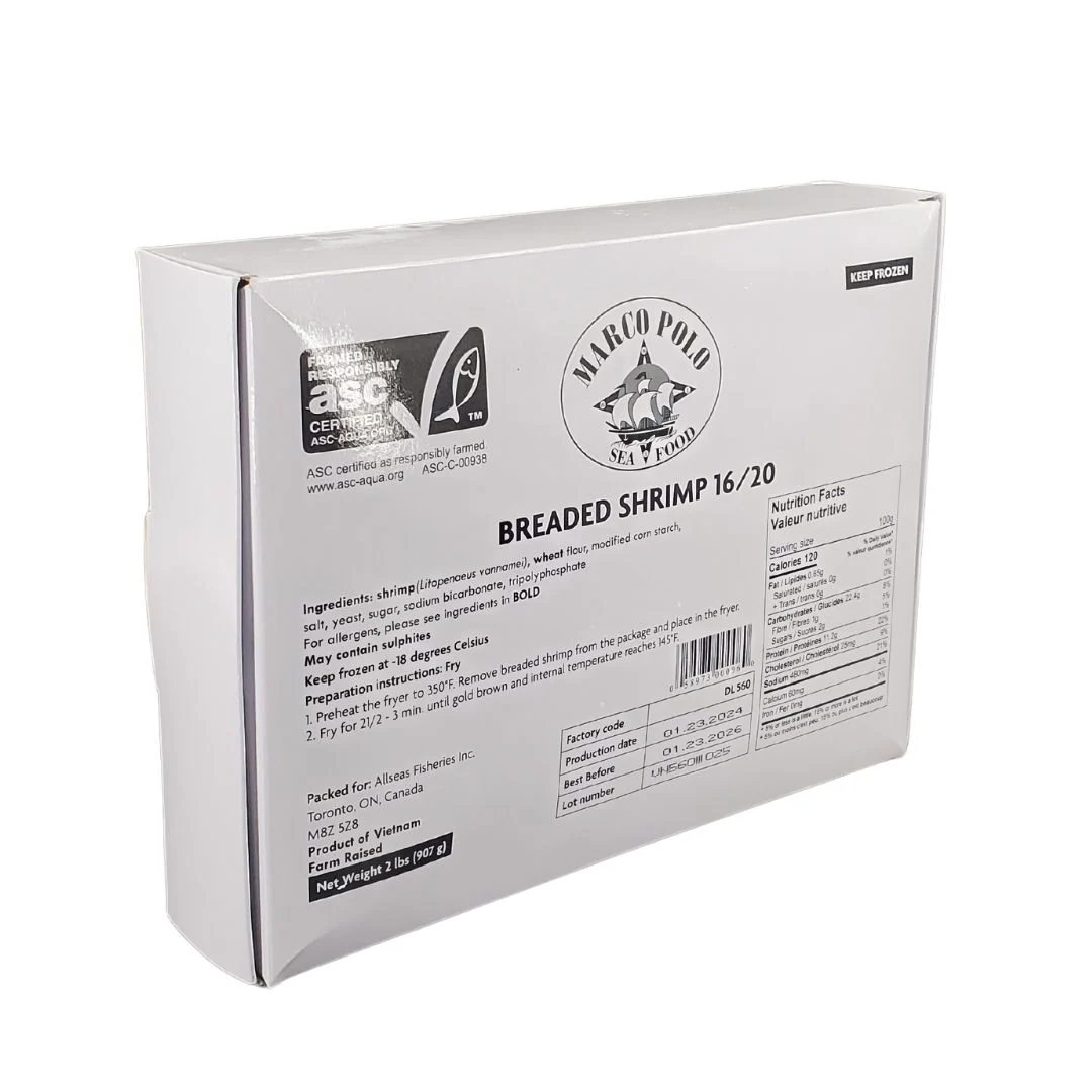 Marco Polo - 16-20 Regular Breaded Butterfly Shrimp — Case (8 x 2 LB)