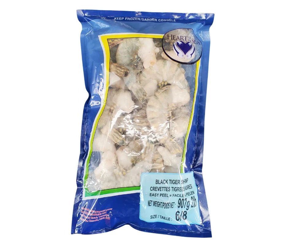Marco Polo Raw Easy-Peel Black Tiger Shrimp - Shell-On, 6-8/Lb — Case (5 x 2 LB)