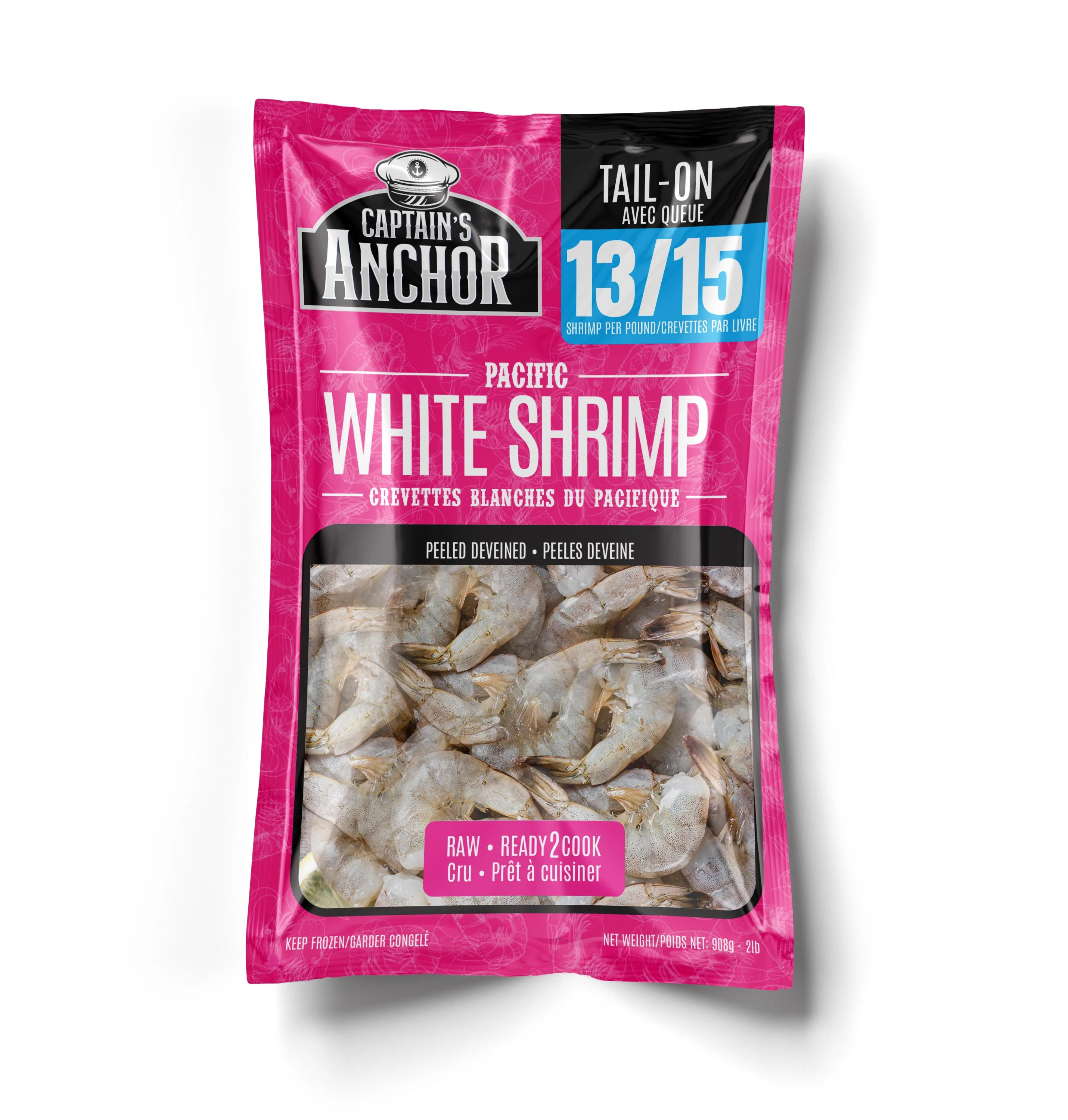 Captain's Anchor - 13-15 P & D Shrimp - Tail-On — Case (5 x 2 LB)