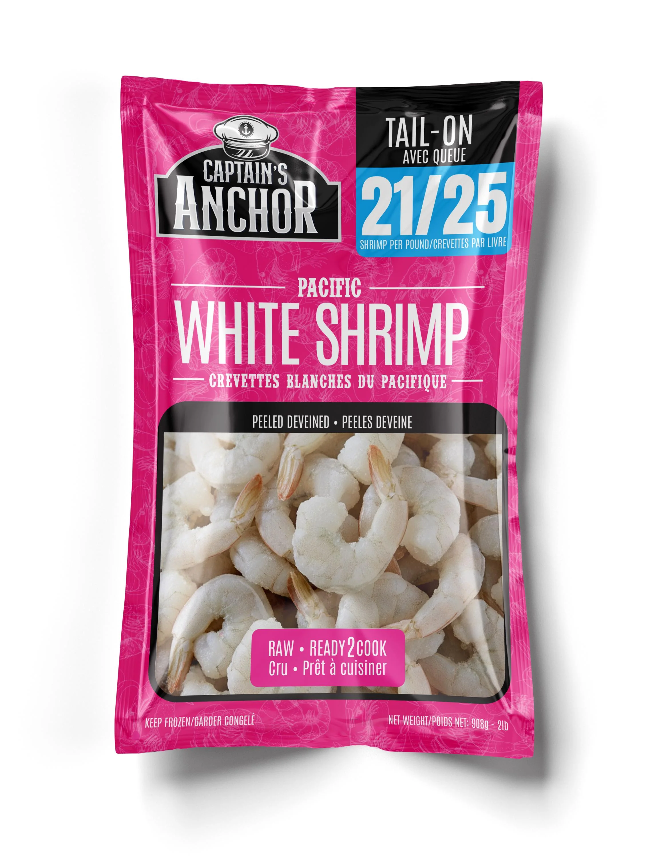 Captain's Anchor - 21-25 P & D Shrimp - Tail-On — Case (5 x 2 LB)