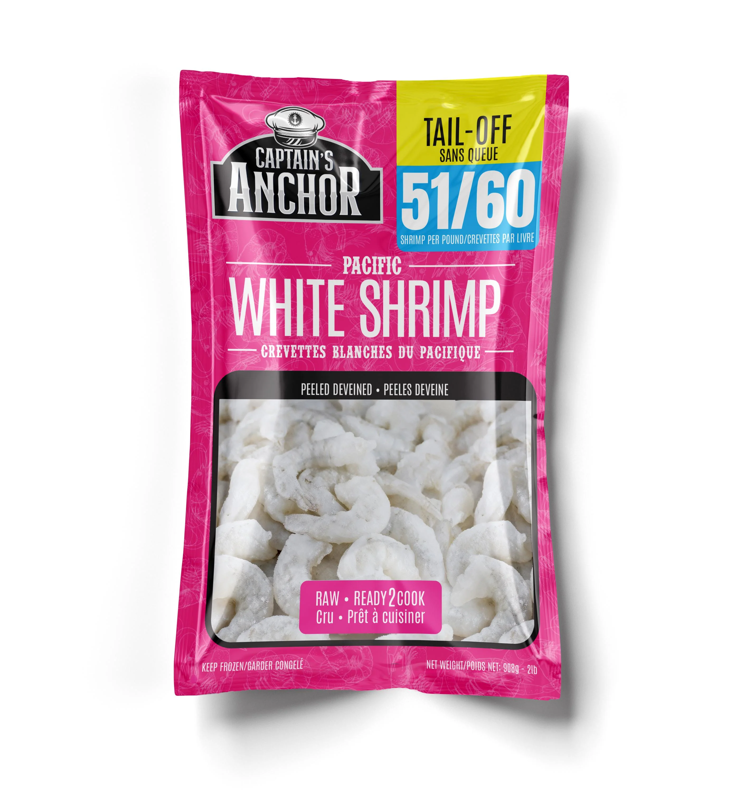 Captain's Anchor - 51-60 P & D Shrimp - Tail-Off — Case (5 x 2 LB)