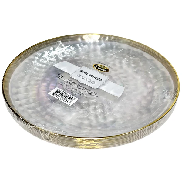 Madison - 7" Hammered Clear W/ Gold Rim Plates 12x10 PK