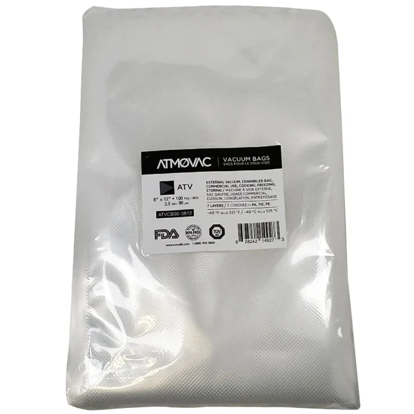 Atmovac - 8"x12" Channelled Vacuum Bags 10x100 CT