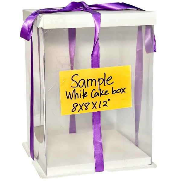 ML Packaging - 8"x8"x12" Clear Cake Box Bottom & Lid 5PK