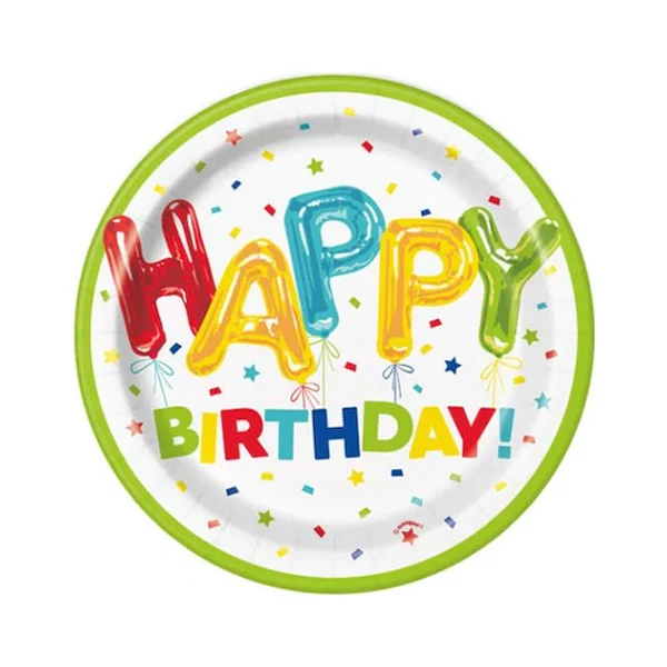 Unique - Happy Balloon Birthday Plates 9" 8CT