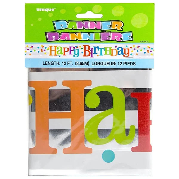 Unique - Dotted Birthday 12in Foil Banner 1EA