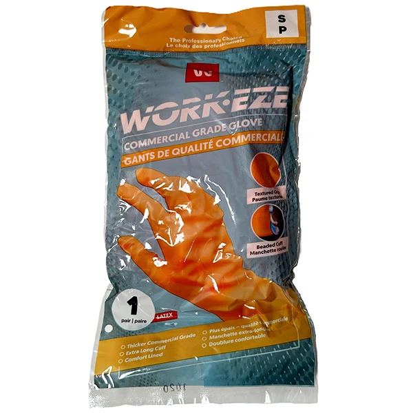 Workeze - Orange 19MIL Latex Glove--Small 1PK