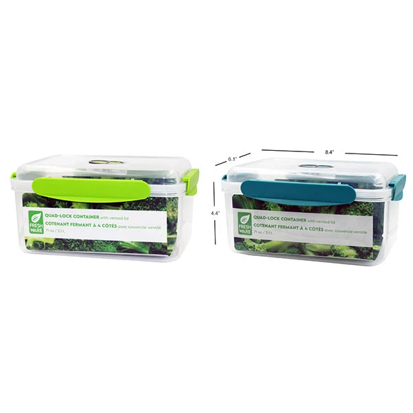Plasticware - Quadlock With Vent Lid 2100ML 2COLORS EA
