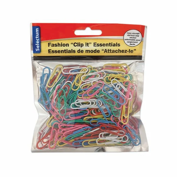 Selectum - Asst Colour Paper Clips IN Zip Bag EA