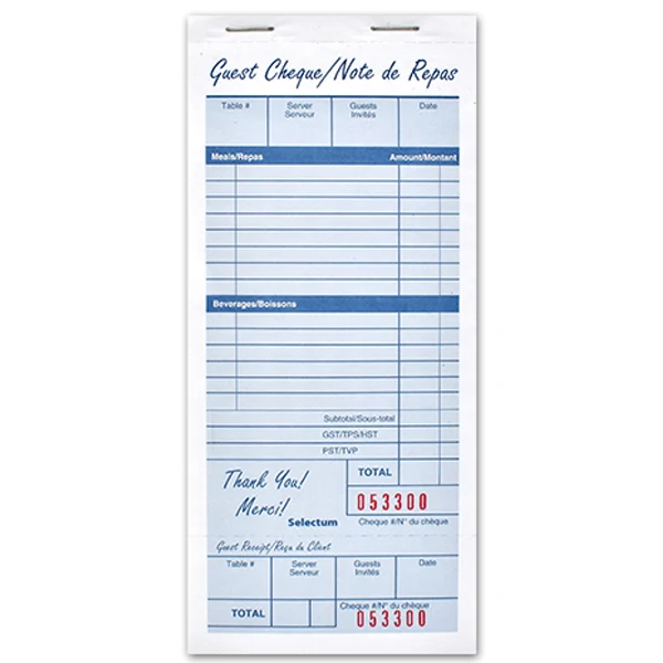 Selectum - Restaurant Guest Check Pad EA