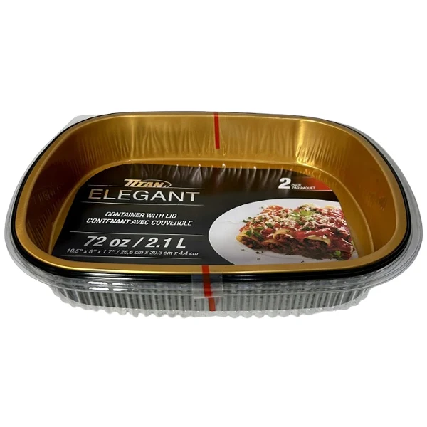 Titan - Elegant 72OZ Gold Black Containers W Lids 12x2EA