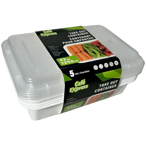 Cafe Express - White Rectangle Container Combo 42OZ 5EA