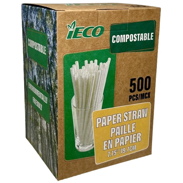 Ieco - 7.75" Paper Straw Compostable 500EA