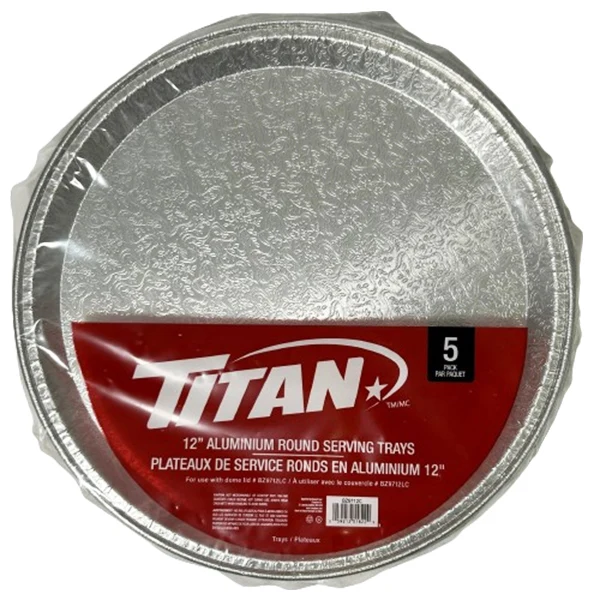 Titan - 12IN Round Aluminum Serving Trays 5x5 CT