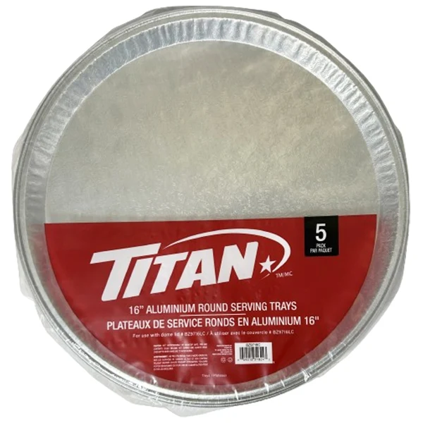 Titan - 16IN Round Aluminum Serving Trays 5x5 CT