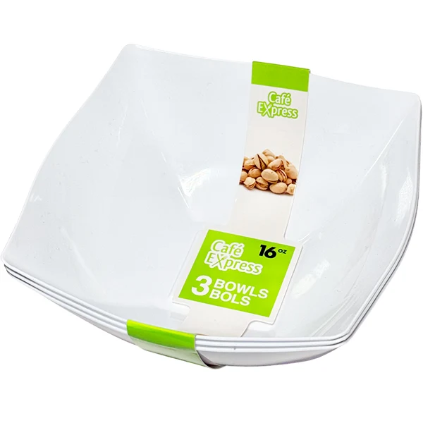 Cafe Express - Square Bowls White 16 OZ 3EA