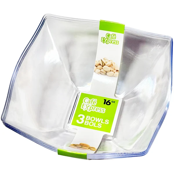 Cafe Express - Square Bowls Clear 16 OZ 24x3 EA